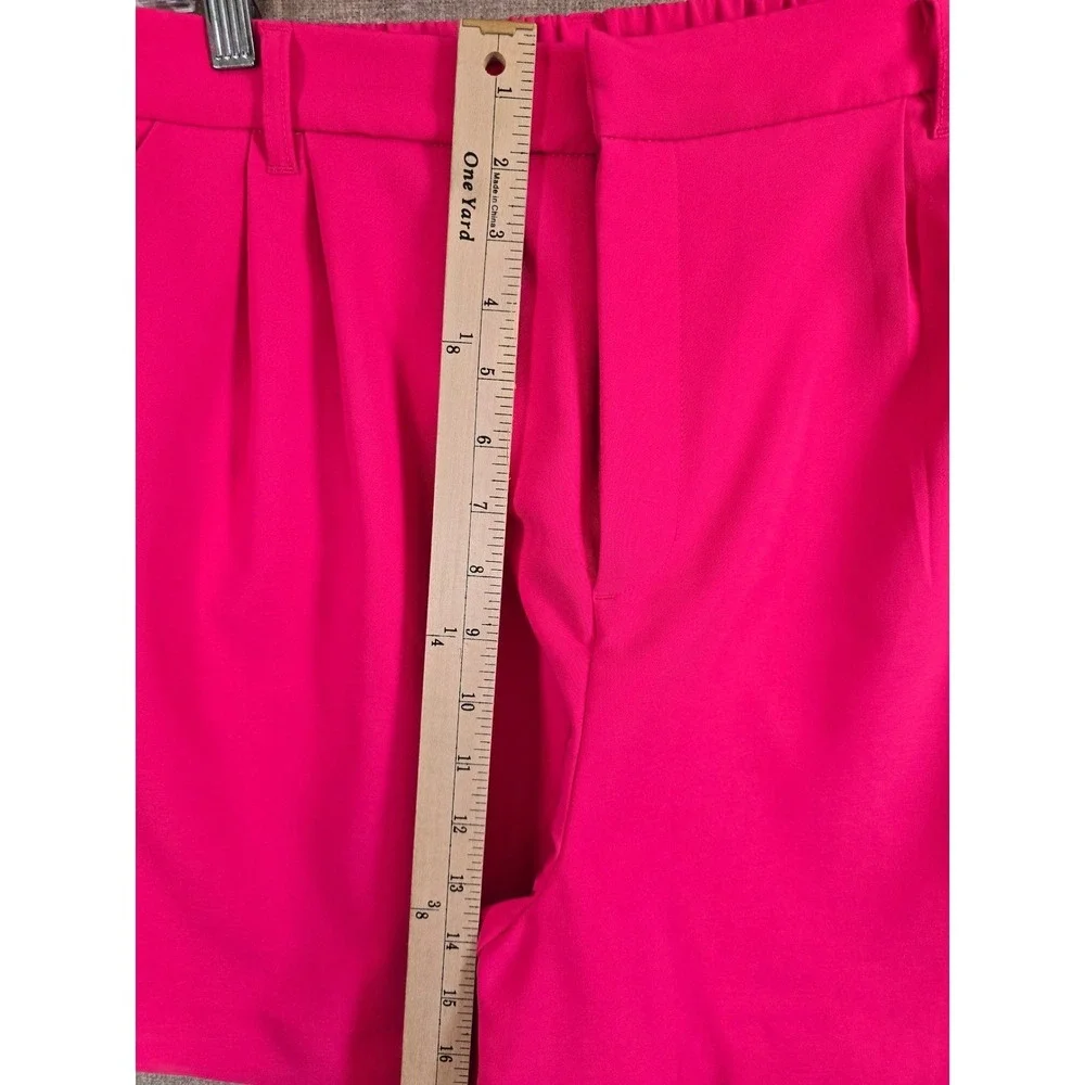 Love Tree Hot Pink Pleated High Waist Shorts Womens Large 6892PH Elastic Back